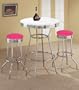 2 Pink Vinyl Barstools and White Table Set