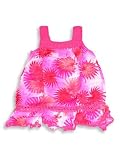 Hula Bay - Girls Hand Crochette Trimmed Printed Rayon Sundress, Fuschia, Red