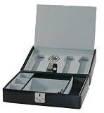 Valet Storage Case For Watches and Jewelry Leather Black