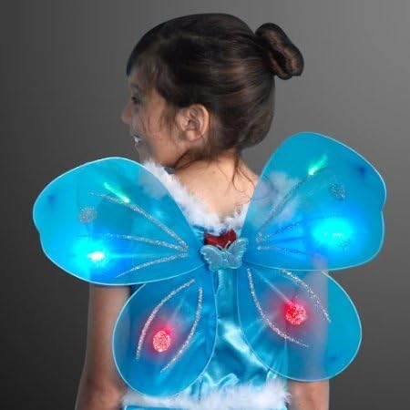 Aqua Blue Blinking LED Butterfly Fairy Wings
