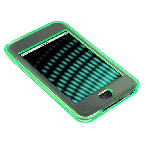 Apple iPod Touch 8GB 16GB Accessory Kit -Transparent Green Crystal Snap-on Cover Case + Premium Reusable LCD Screen Protector with Lint Cleaning Cloth By Ikross