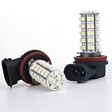 2 x 12V 6000K Halogen Xenon White 68-SMD H8 H11 LED Bulbs Super Bright White High Beam or DRL Daytime Running Fog Lights Day Driving Lamps Lighting