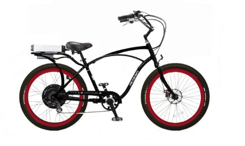 Pedego Black Comfort Cruiser Classic Electric Bike with Black Rims and Black Balloon Tires