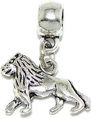 Pro Jewelry Dangling "Proud Lion" Charm Bead for Snake Chain Charm Bracelets 10077