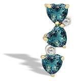 14K Yellow Gold Heart Created Alexandrite and Diamond 3-Stone Pendant