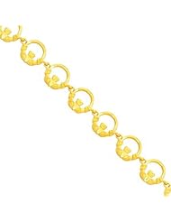 14K Gold Claddagh Fancy Link Bracelet 7"