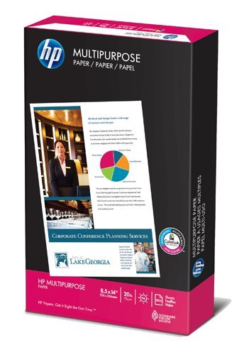HP Multipurpose Copy/Laser/Inkjet Paper, 96 Brightness, 20 lb, Legal Size (8.5 x 14), 500 Sheets (00142-0)