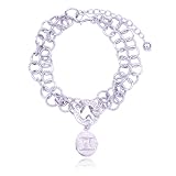 Sterling Silver Gemini Zodiac Sign Charm Bracelet, 7.25"