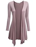 Doublju Womens Modern Casual Long Sleeve Polyester 65% Cotton 38% Flare Long Cardigan INDIPINK XL