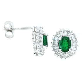 Buy 0.79ct Emerald and Diamond Earrings in 14Kt White Gold by Mytreasurez