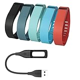 Imarku Set Large 1pc Black 1pc Slate 1pc Red (Tangerine) 1pc Teal 1pc Blue Replacement Bands with Clasps for Fitbit Flex Only /No Tracker/ Wireless Activity Bracelet Sport Wristband Fit Bit Flex Bracelet Sport Arm Band Armband with a Charge Cable