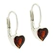 Sterling Silver Genuine Garnet Heart LeverBack Lever Back Earrings