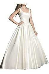 Spaghetti Strap  Satin Natural   Waistline  Ball Gown Wedding Dress 