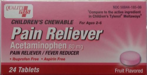 Quality Plus Children's Acetaminophen, Chewable, Fruit Flavored, 24ct, Compare to Children's Tylenol