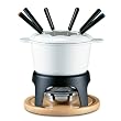 Sierra 11-Piece Meat Fondue Set, White Enameled Pot