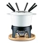 Sierra 11-Piece Meat Fondue Set, White Enameled Pot