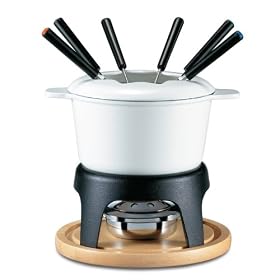 Sierra 11-Piece Meat Fondue Set, White Enameled Pot by Swissmar