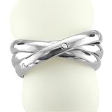 3 Circle Stainless Steel Diamond Band Ring (H, SI, 0.03 carat)-Band Width:5mm