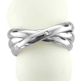 3 Circle Stainless Steel Diamond Band Ring (H, SI, 0.03 carat)-Band Width:5mm