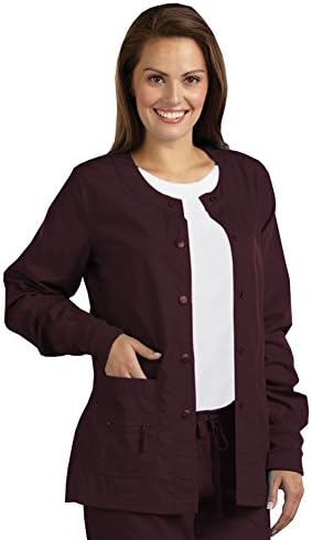 Med Couture Womens Long Sleeve Button Down Scrub Top