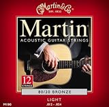 Martin M190 80/20 Bronze 12-String Acoustic Guitar Strings, Light