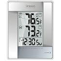 Oregon Scientific Wireless Indoor/Outdoor Thermometer with Self-Setting Atomic Clock, Silver