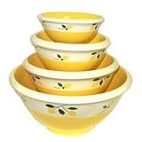 Ronnie's Terramoto Ceramic, 4-Piece Mixing Bowl Set, 4qt, 2qt, 1qt, Small Bowl, Lemons