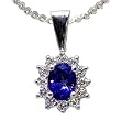 14K White Gold Tanzanite and Diamond Pendant