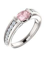 10K White Gold 7.00x5.00mm Oval Cut Morganite and Diamond Ring -- LIFETIME WARRANTY