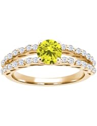 1.18 Ct Round Canary Diamond White Topaz 14K Yellow Gold Ring