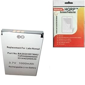 HQRP Battery for Creative BA20203R79902 Nomad / MuVo2 / NOMAD Jukebox / Jukebox Zen Xtra / Jukebox Zen NX / MuVo MP3 Player + Screen Protector