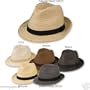 Men's Crushable Straw Fedora Trilby Hat