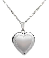 Sterling Silver Satin Finish Heart Locket, 18"