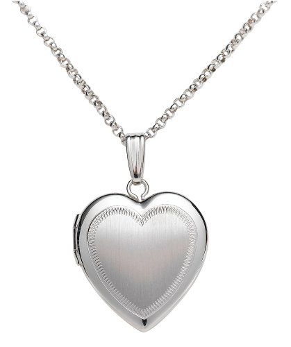 Sterling Silver Satin Finish Heart Locket, 18