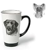 Porcelain Funnel Cup with Chinese Crested (Black and white, 6 inch)