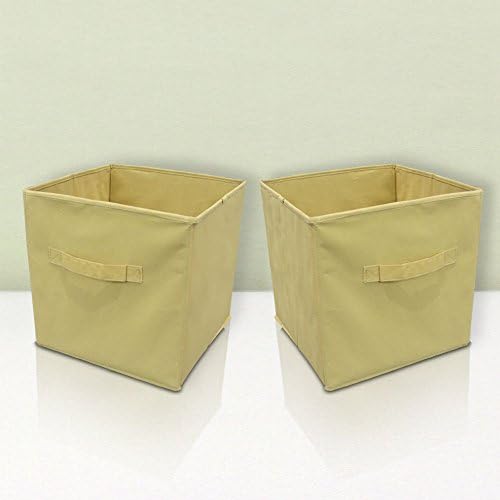 Foldable Fabric Storage Cubes by Aristocrat Homewares, 2-Pack, Label Pocket, 2-Handled, Mustard - GUARANTEED FOR LIFE