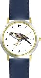 Falcon Bird Animal - WATCHBUDDY® DELUXE TWO-TONE THEME WATCH - Arabic Numbers - Blue Leather Strap-Size-Women's Size-Small