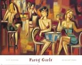 Party Girls by Elya Dechino. Art Print Poster 34 inches width by 27 inches height. Highest Quality Art Poster Print