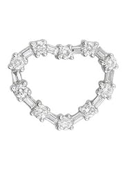 14K White Gold 0.75ct Love Outlined Prong Baguette & Diamond Heart Pendant