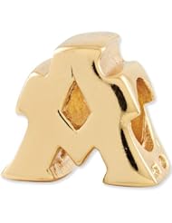 Reflection Beads Silver Gold Plated Letter A Block Alphabet Bead