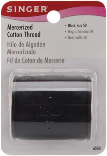 Singer Mercerized Cotton Thread 175 Yards-Black Size 50( Pack of 3 )