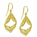 Vermeil (24k Gold over Sterling Silver) Delicate Filigree Angel Wings Chandelier Earrings