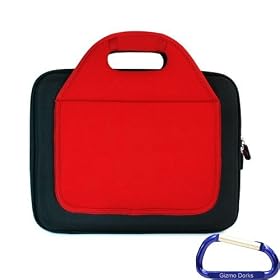 Gizmo Dorks Hard Shell Case with Handles and shoulder strap (Red) with Carabiner Key Chain for the ASUS Eee Pad Transformer