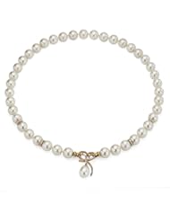 14k Yellow Gold .16ctw Diamond Illussion 10-11mm White Freshwater Pearl High Luster Necklace 18" Length with Pretzel Shape Clasp. Included Gift Box with Bow.