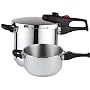 Magefesa Practika Plus Stainless Steel 4 and 6 Quart Super Fast Pressure Cooker Set (3 Piece-Trio)