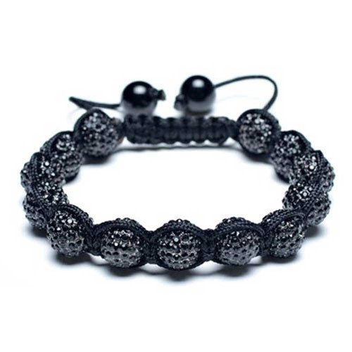 Bling Jewelry Black Shamballa Inspired Bracelet Crystal Beads 10mm Alloy