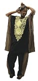 Black and Gold Kaftan Style Pants Set With Matching Headwrap