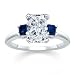 2.01 CT RADIANT DIAMOND W PRINCESS BLUE SAPPHIRE RING 18K