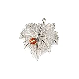 Filigree Leaf with Lady Bug Pin in Sterling Silver