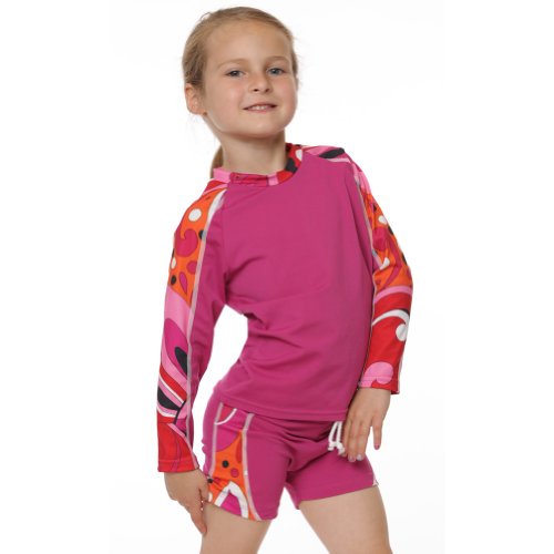 Sun Protective Two Piece Suit by NoZone in Fuchia/Print, Size 12